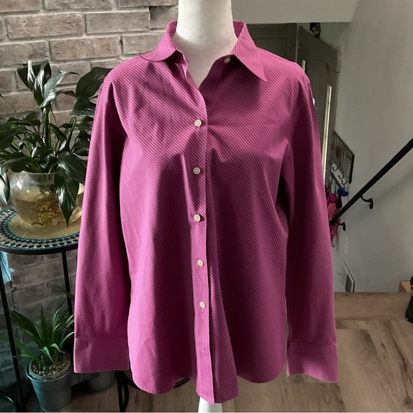Eddie Bauer Tops - Eddie Bauer Pink Boxy Button Down Shirt Notched Collar
